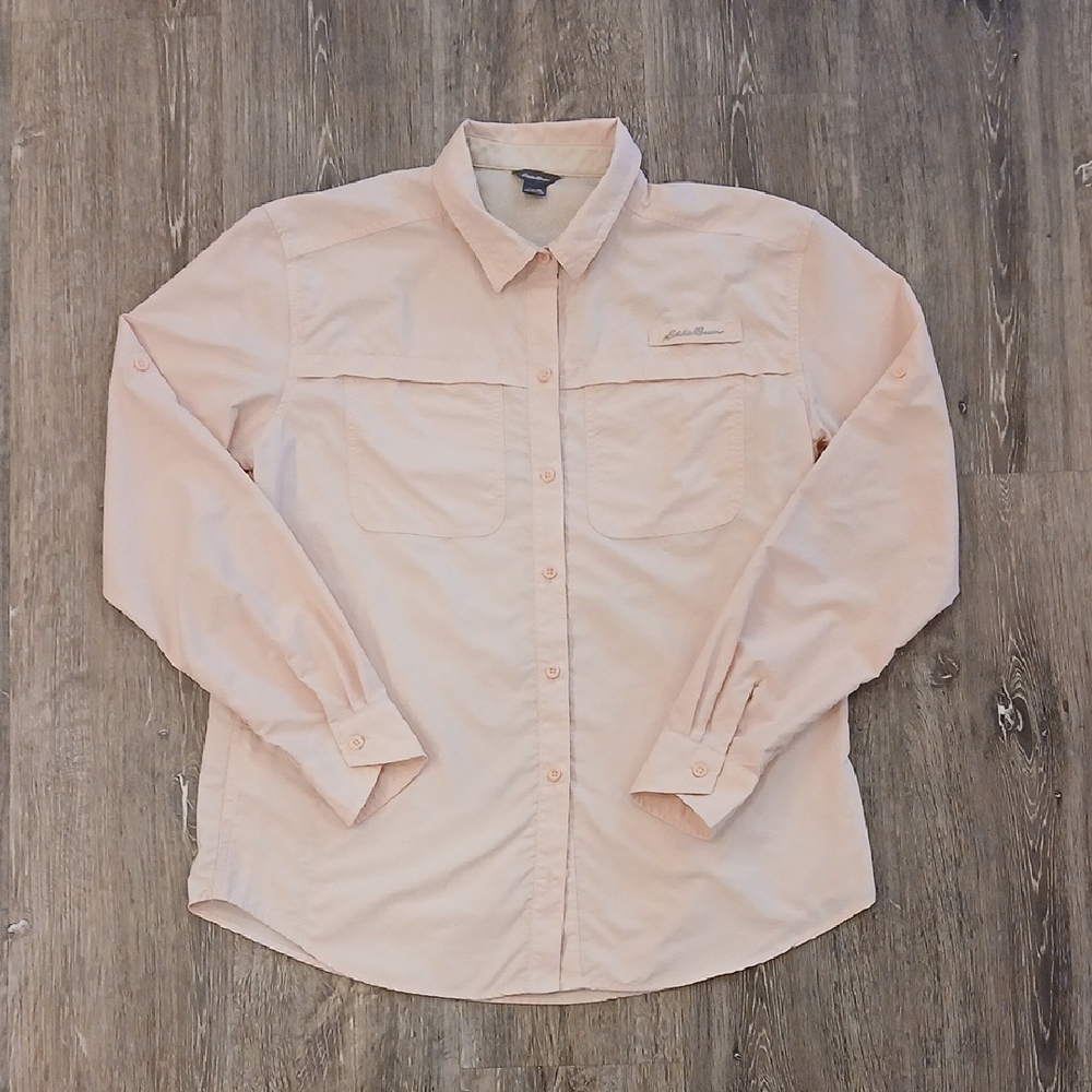 Eddie Bauer Pastel Pink Women's Nylon Shirt With Mini Pocket